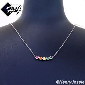 925 STERLING SILVER GEMSTONE PENDANT NECKLACE*WN3